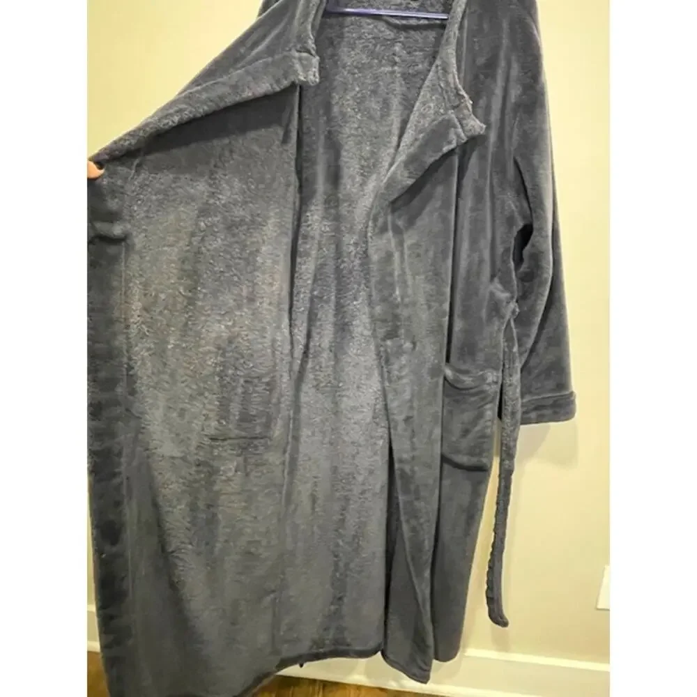 David Archy Daniel Buchler Soft Plush Waist Tie Robe in Blue Gray Size XL